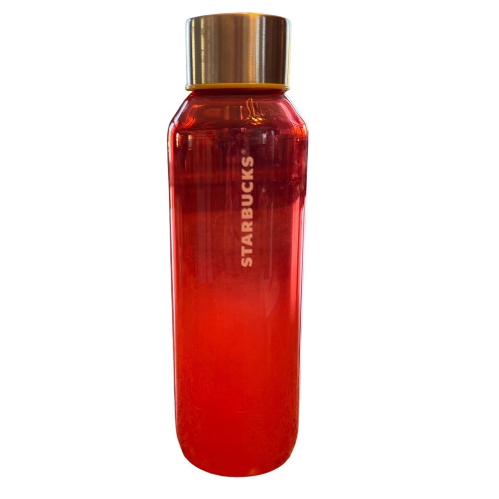 Starbucks Red Pink Ombre Tumbler Water Bottle Stainless Steel‎ Lid